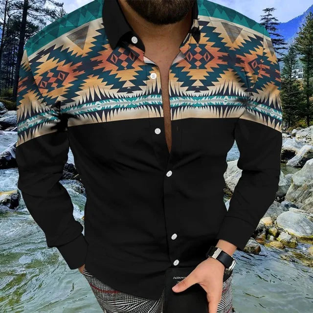 Aztec Shirt Long Sleeve Men