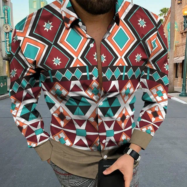 Aztec Shirt Long Sleeve Men