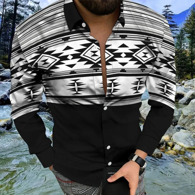 Aztec Shirt Long Sleeve Men