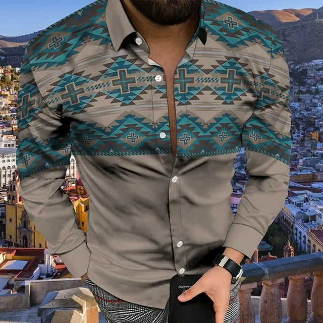 Aztec Shirt Long Sleeve Men