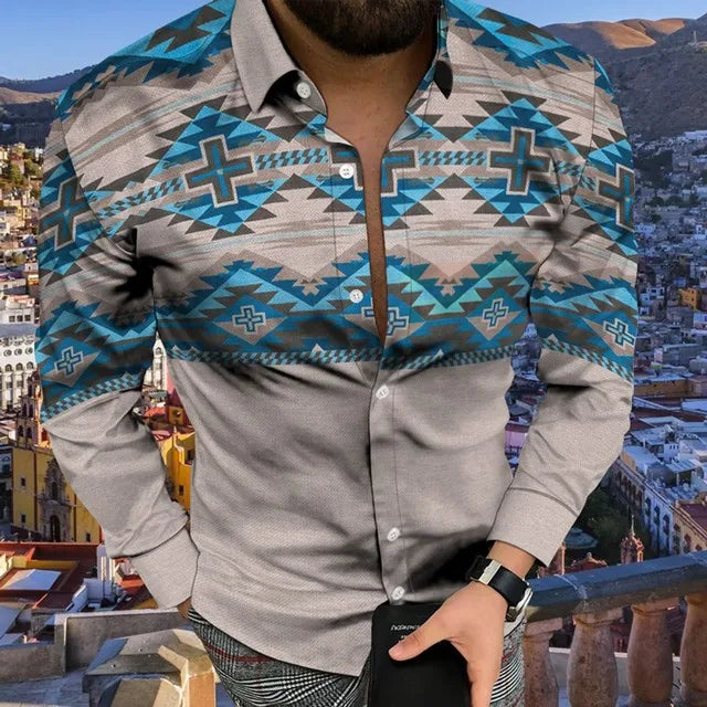 Aztec Shirt Long Sleeve Men