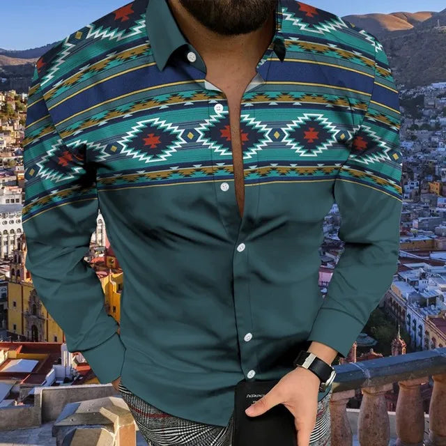 Aztec Shirt Long Sleeve Men