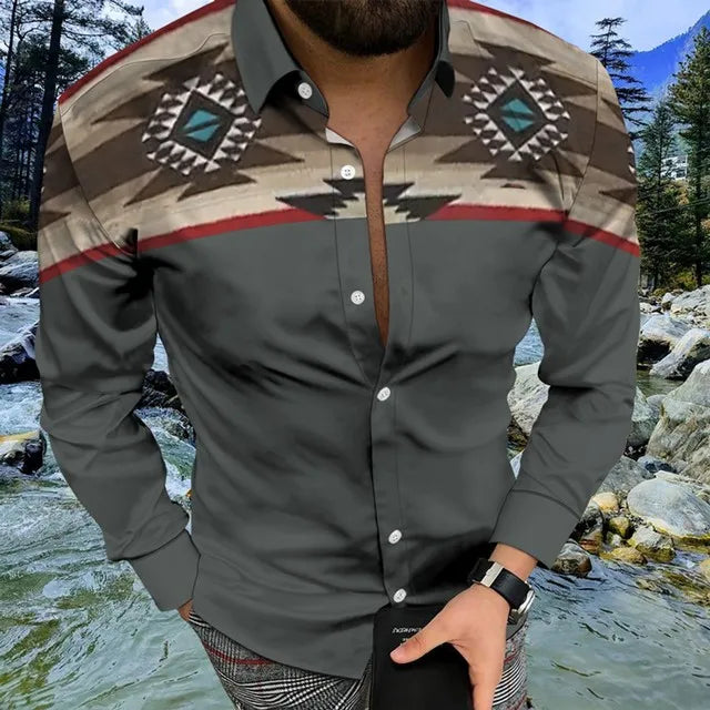 Aztec Shirt Long Sleeve Men