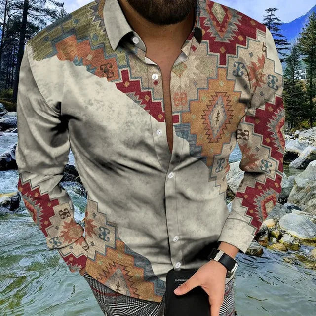 Aztec Shirt Long Sleeve Men