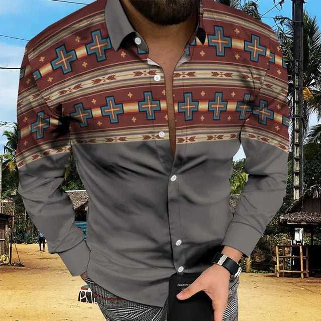 Aztec Shirt Long Sleeve Men