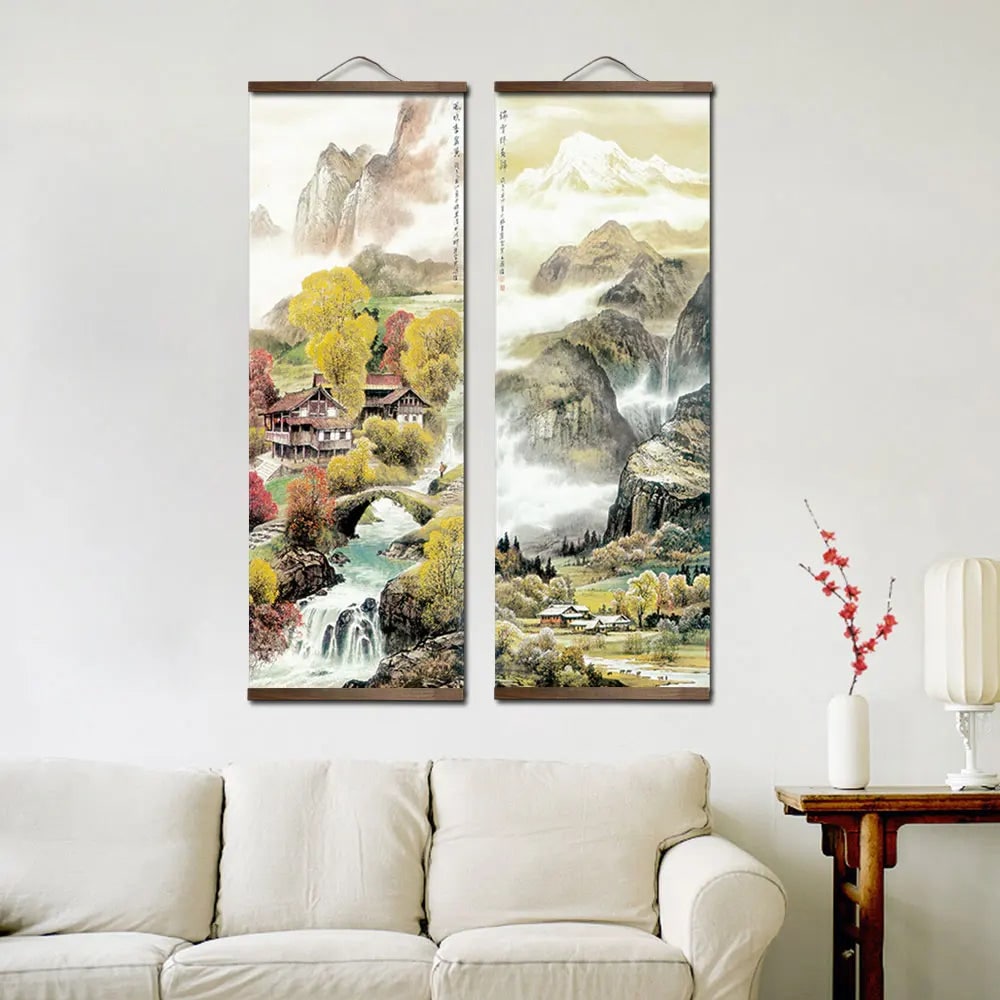 Colorful Chinese Landscape Canvas 