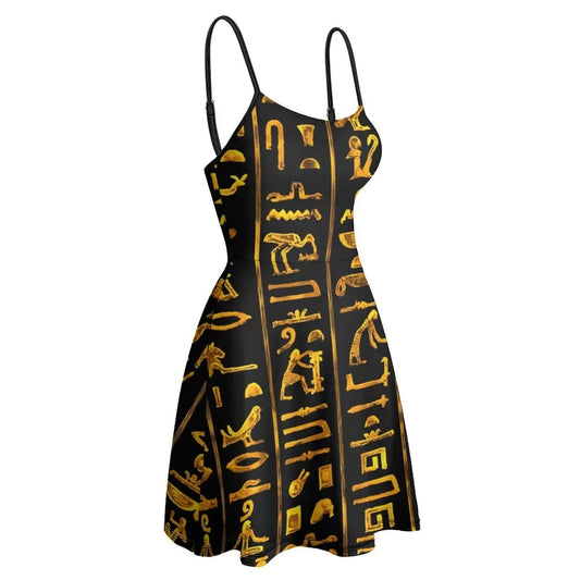 Dress Ancient Hieroglyphs (Gold on Black) 