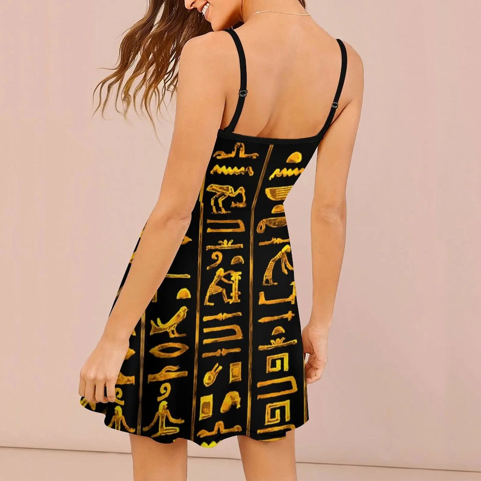 Dress Ancient Hieroglyphs (Gold on Black) 