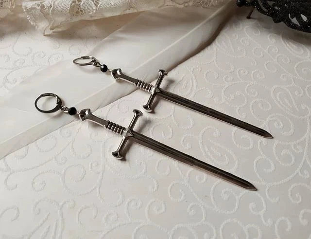 Earrings Long Sword Medieval 