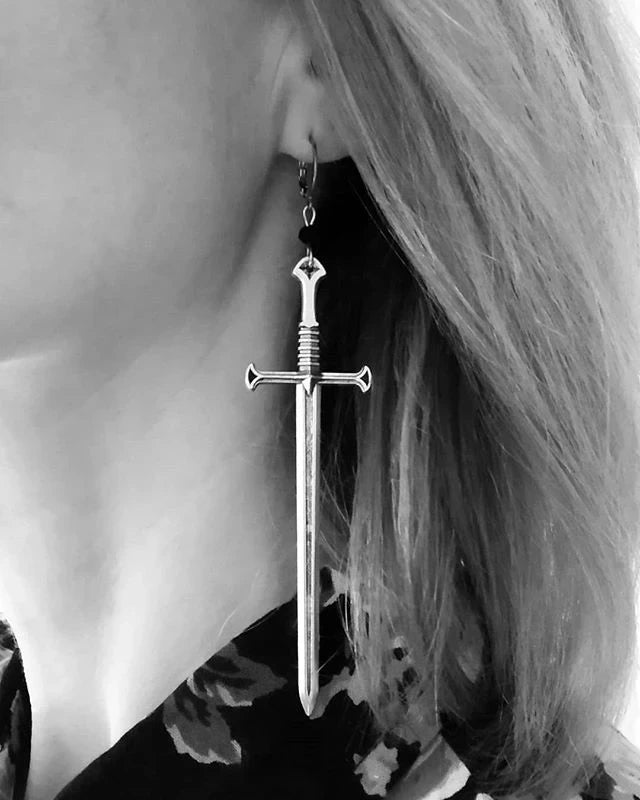 Earrings Long Sword Medieval 