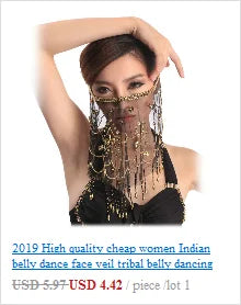 2019 High Quality Cheap Women Indian Belly Dance Face Veil Tribal Belly Dancing Veils for Sale 12 Colors Available