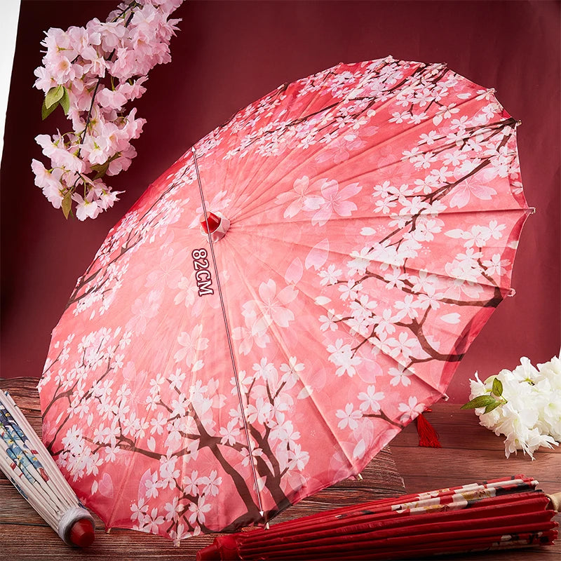 1pcS ilk Cloth Women Umbrella Japanese Cherry Blossoms Ancient Dance Umbrella Decorative Umbrella Chinese Oil Paper Umbrella