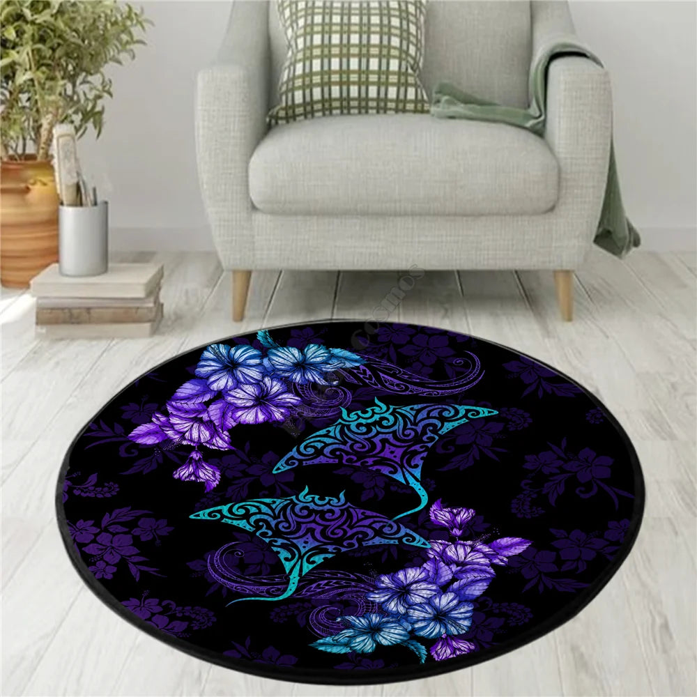 Aboriginal Kangaroo running Lizard Australia Art Circle Rug Non-slip Mat Dining Room Living Room Soft Bedroom Carpet