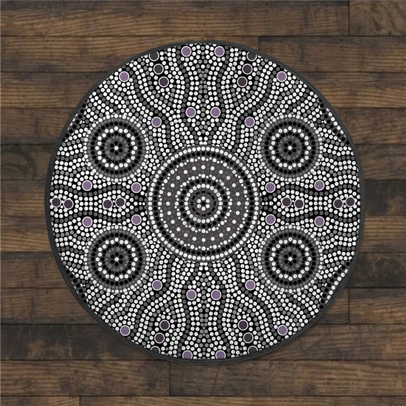 Aboriginal Kangaroo running Lizard Australia Art Circle Rug Non-slip Mat Dining Room Living Room Soft Bedroom Carpet