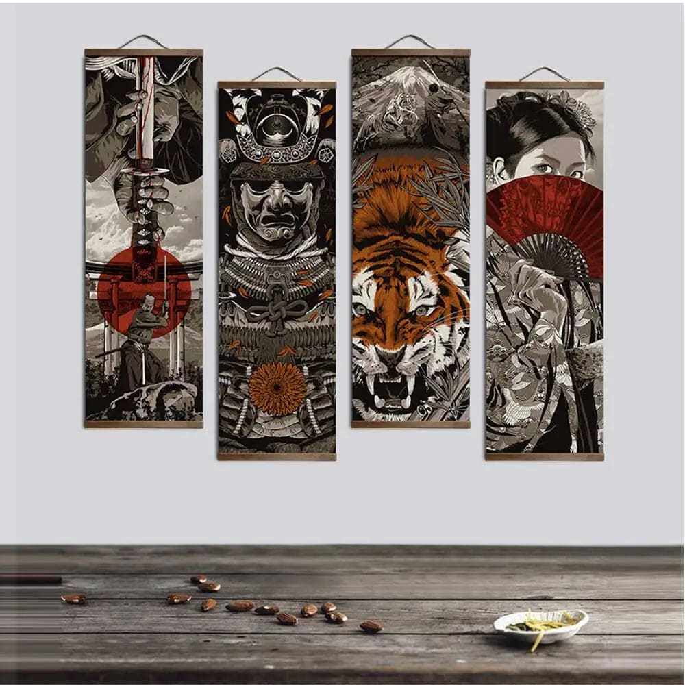 Artefact Depot Japanese Samurai Hanging Scroll Artefact Depot 