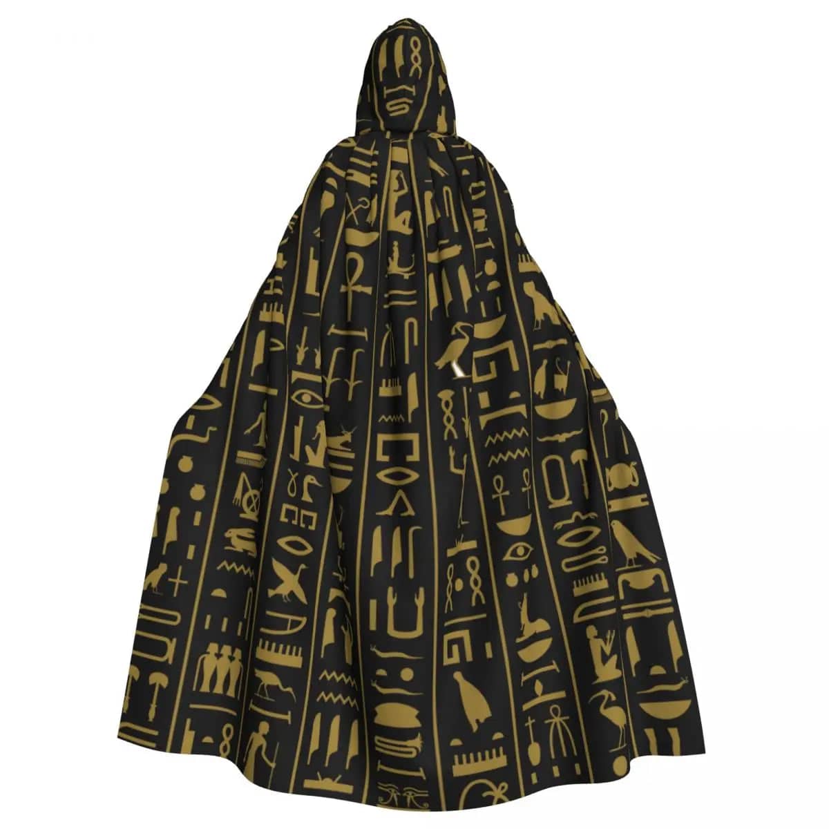 Long Cape Cloak Hieroglyphs Hooded 