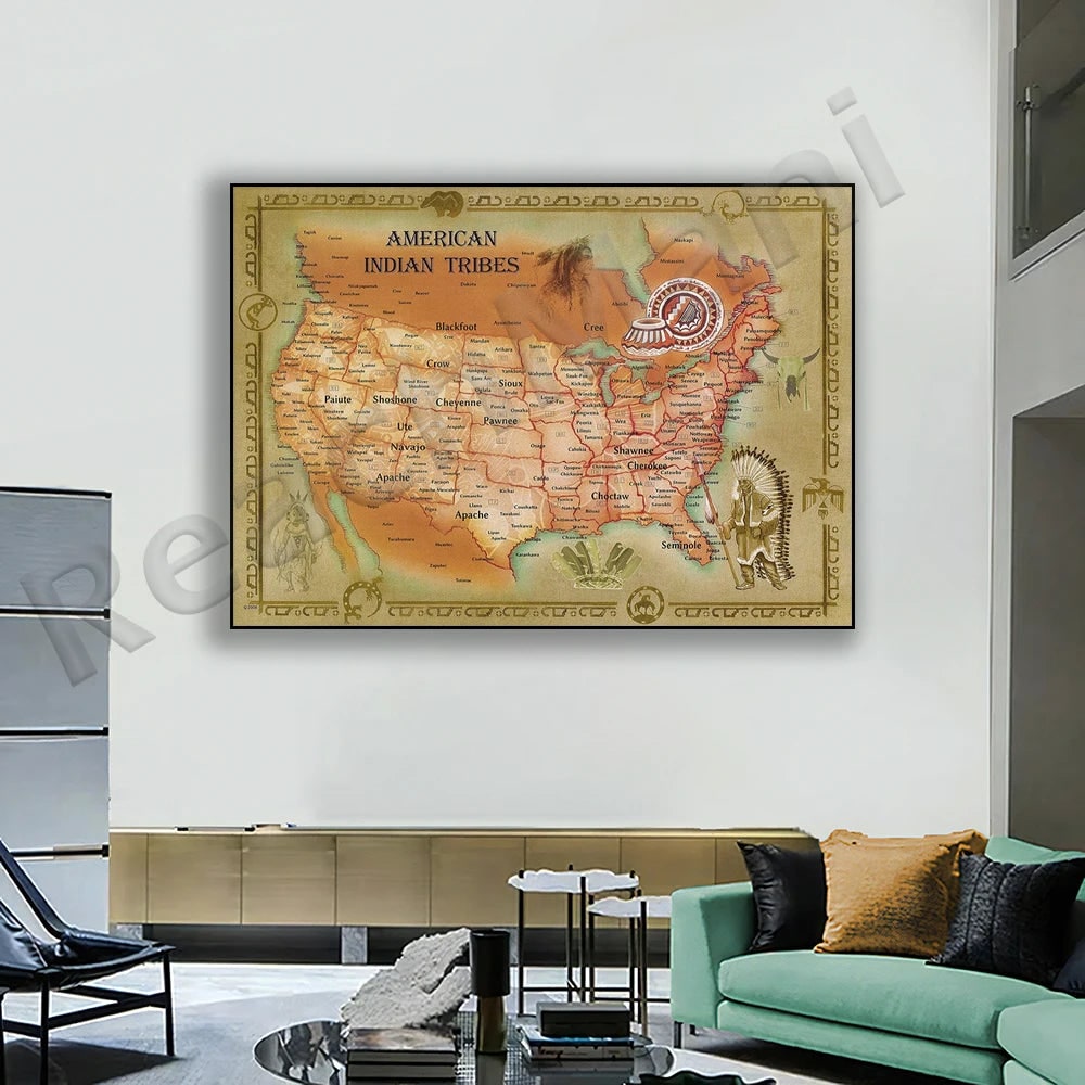 Map Native American Tribes Poster