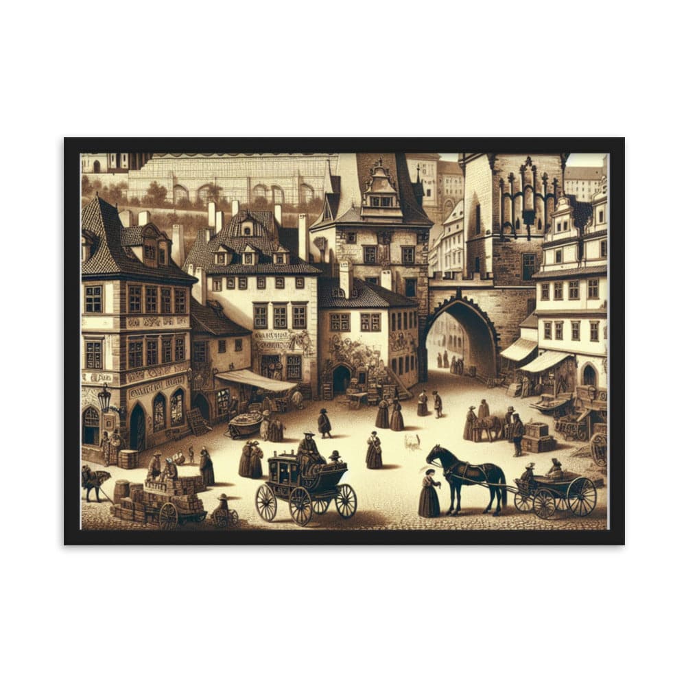 Retro Medieval City Framed
