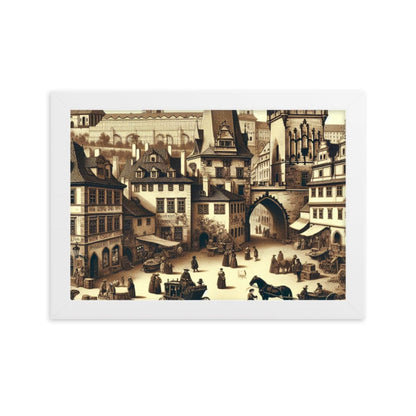 Retro Medieval City Framed