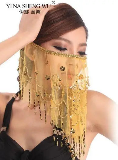 2019 High Quality Cheap Women Indian Belly Dance Face Veil Tribal Belly Dancing Veils for Sale 12 Colors Available