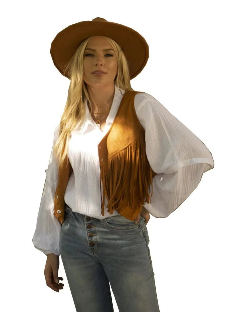 Fringe Western Sleeveless Jacket