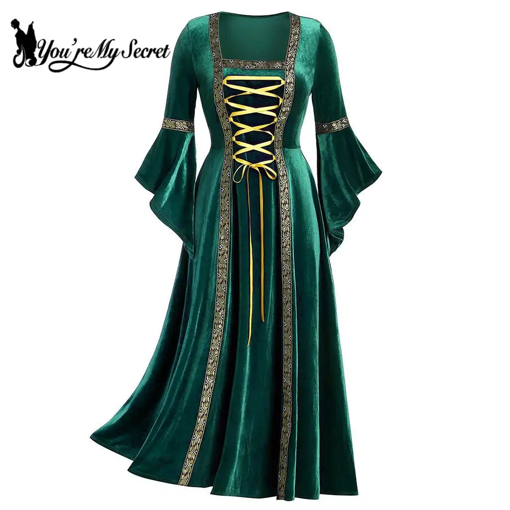 [You're My Secret] Punk Gothic Women Dress Vintage Dress Halloween Carnival Court Noble Medieval Queen Princess Cosplay Costume