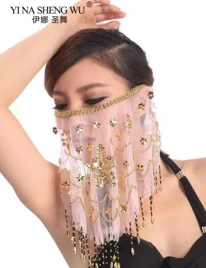 2019 High Quality Cheap Women Indian Belly Dance Face Veil Tribal Belly Dancing Veils for Sale 12 Colors Available