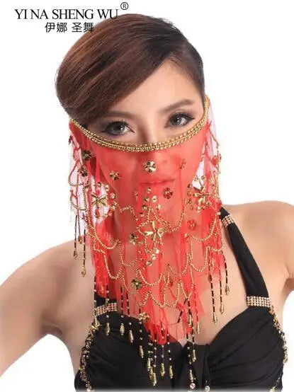 2019 High Quality Cheap Women Indian Belly Dance Face Veil Tribal Belly Dancing Veils for Sale 12 Colors Available