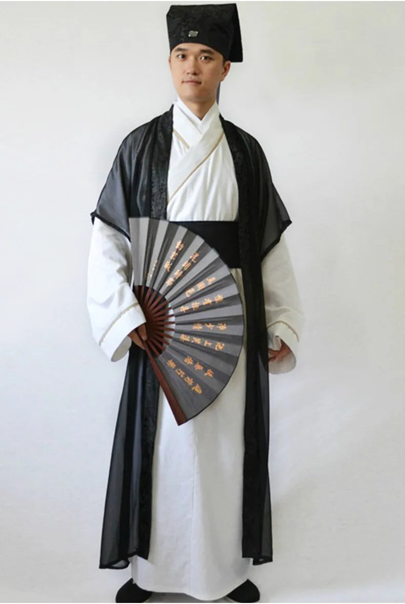 2024 Ancient  scholar costume Hanfu national Tang costume men's Chinese silk robe hanfu Dance scholar Performance dress