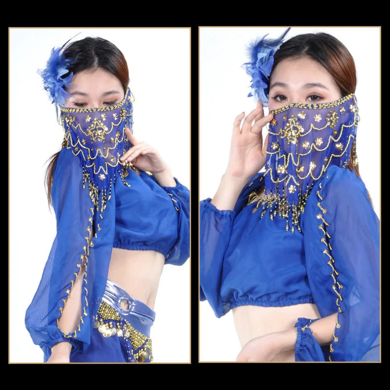 2019 High Quality Cheap Women Indian Belly Dance Face Veil Tribal Belly Dancing Veils for Sale 12 Colors Available