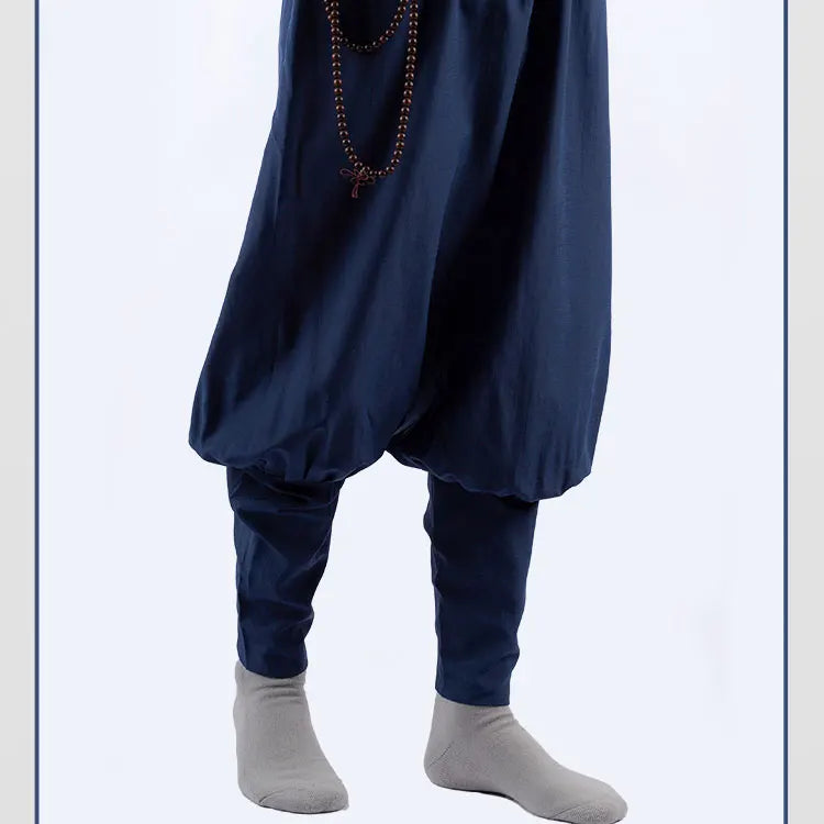 2023 Summer Cotton Cambric Monk Pants Buddhist Zen Lay Trousers Traditional Chinese Bottoms Buddha Shaolin Monk Kung Fu Pants