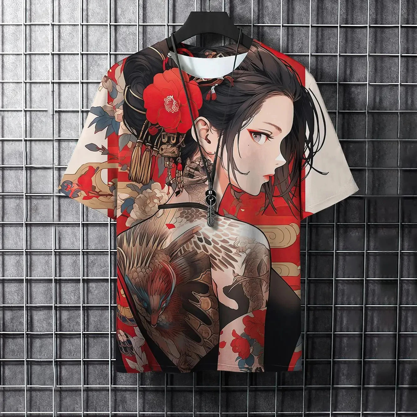 3D print Cartoon Animation Men's T-shirt Cool Samurai Tattoo Summer Street Everyday Casual Fashion short Sleeve Loose