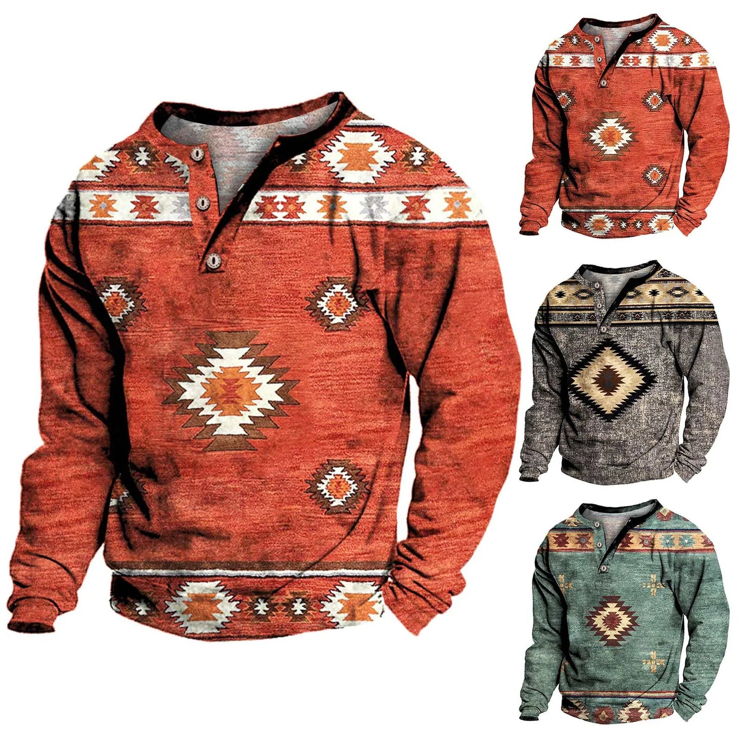 Aztec Long Sleeve Shirt Men