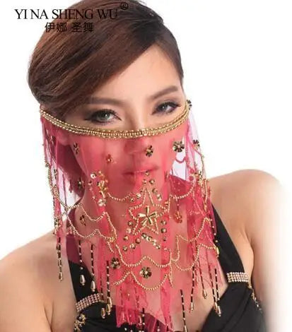 2019 High Quality Cheap Women Indian Belly Dance Face Veil Tribal Belly Dancing Veils for Sale 12 Colors Available