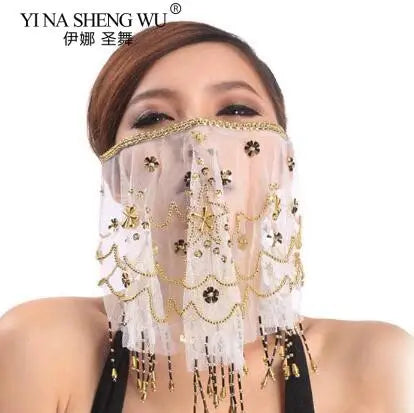 2019 High Quality Cheap Women Indian Belly Dance Face Veil Tribal Belly Dancing Veils for Sale 12 Colors Available