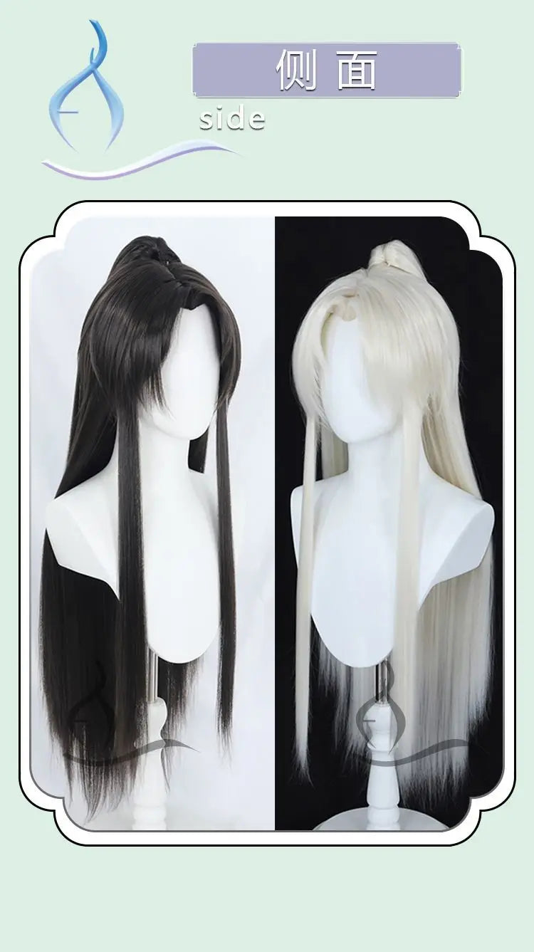 【 A 1 】 Chinese Hanfu Tiger Mouth Clip Youth Men's Cosplay Ancient Style Guy Beauty Sharp Center Split Cos Wig