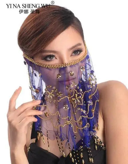 2019 High Quality Cheap Women Indian Belly Dance Face Veil Tribal Belly Dancing Veils for Sale 12 Colors Available