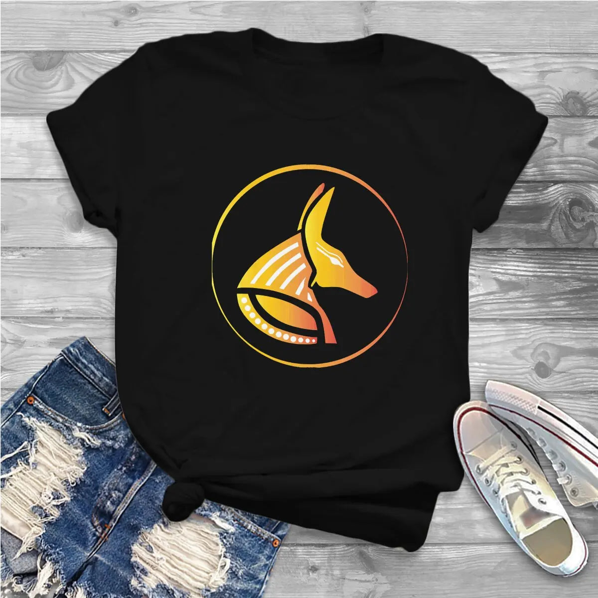 Ancient Egypt Egyptian Anubis Classic T Shirt Harajuku Alternative Women's Polyester Tshirt O-Neck