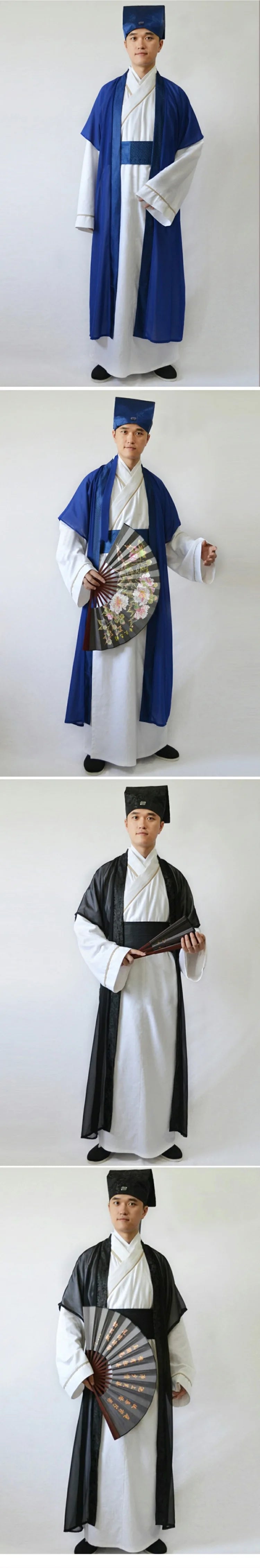 2024 Ancient  scholar costume Hanfu national Tang costume men's Chinese silk robe hanfu Dance scholar Performance dress