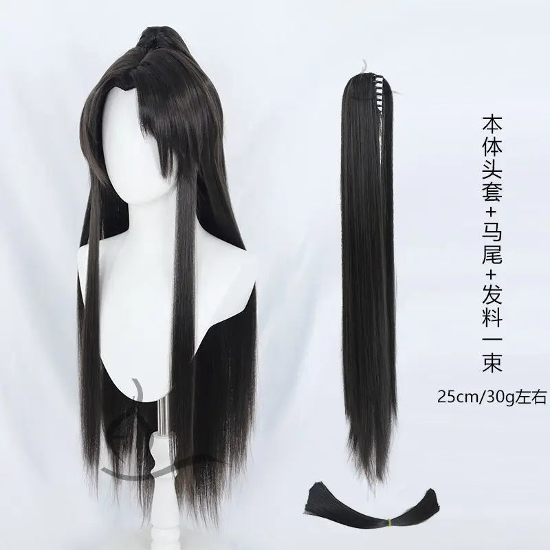 【 A 1 】 Chinese Hanfu Tiger Mouth Clip Youth Men's Cosplay Ancient Style Guy Beauty Sharp Center Split Cos Wig