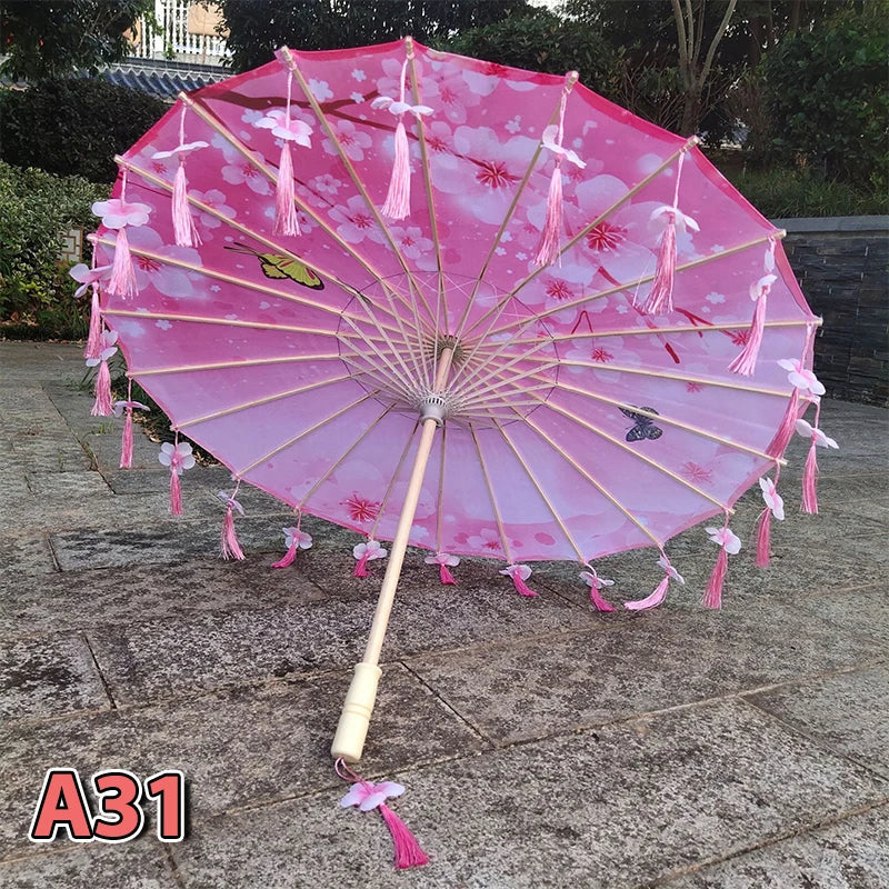 1pcS ilk Cloth Women Umbrella Japanese Cherry Blossoms Ancient Dance Umbrella Decorative Umbrella Chinese Oil Paper Umbrella