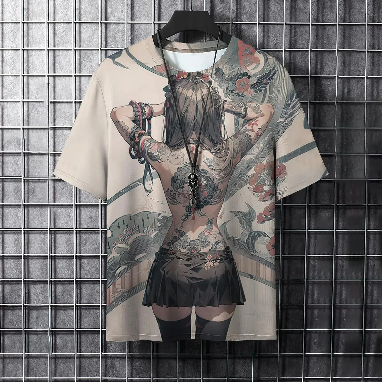 3D print Cartoon Animation Men's T-shirt Cool Samurai Tattoo Summer Street Everyday Casual Fashion short Sleeve Loose