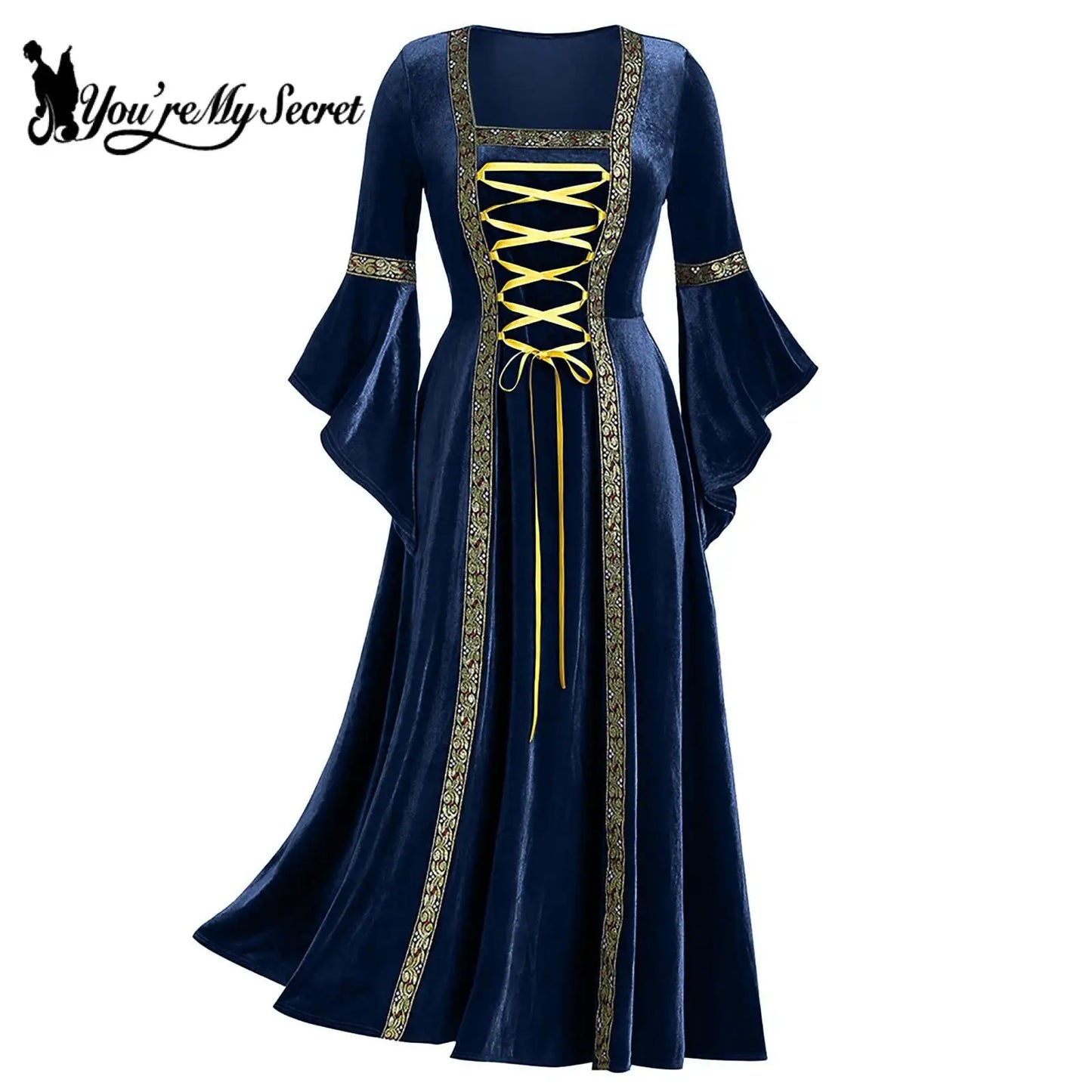 [You're My Secret] Punk Gothic Women Dress Vintage Dress Halloween Carnival Court Noble Medieval Queen Princess Cosplay Costume