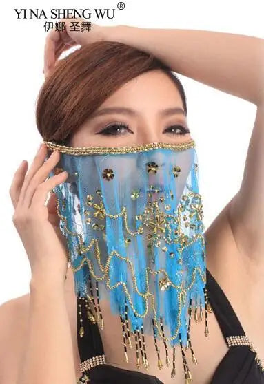 2019 High Quality Cheap Women Indian Belly Dance Face Veil Tribal Belly Dancing Veils for Sale 12 Colors Available