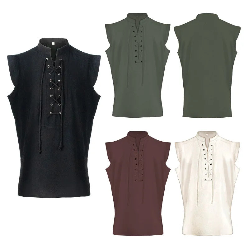 Sleeveless Lace Up Medieval Shirt