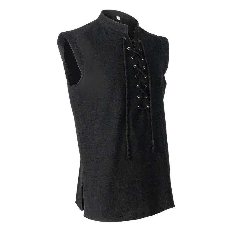 Sleeveless Lace Up Medieval Shirt