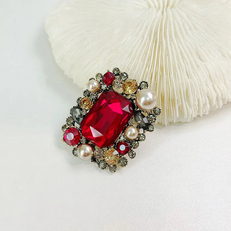 Square Brooch Rhinestone 