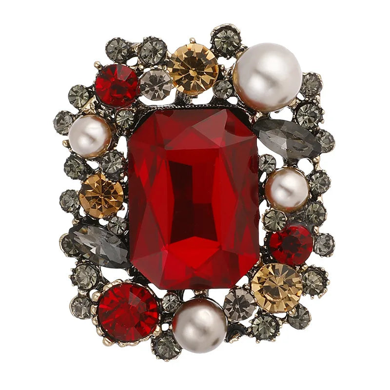 Square Brooch Rhinestone 