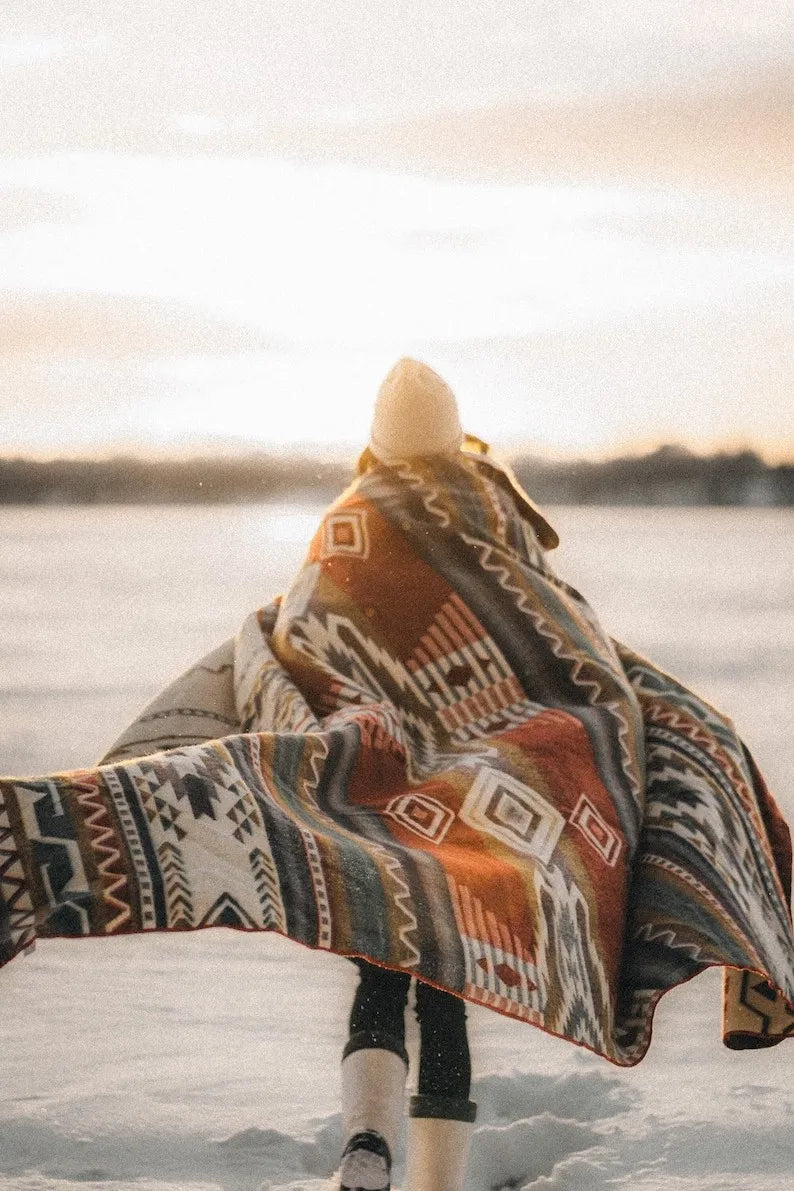 Throw Blanket With Native Design 