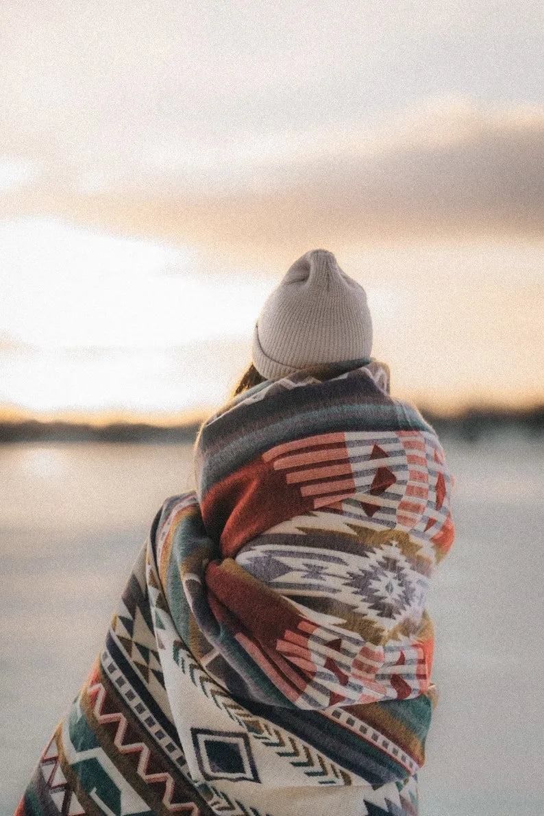 Throw Blanket With Native Design 